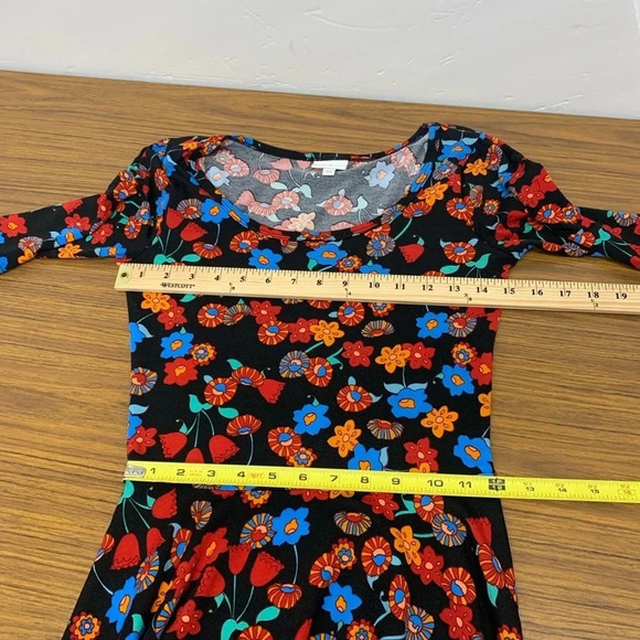 Lula Roe Dress XS Fit & Flare Red Floral H26 - Picture 9 of 10